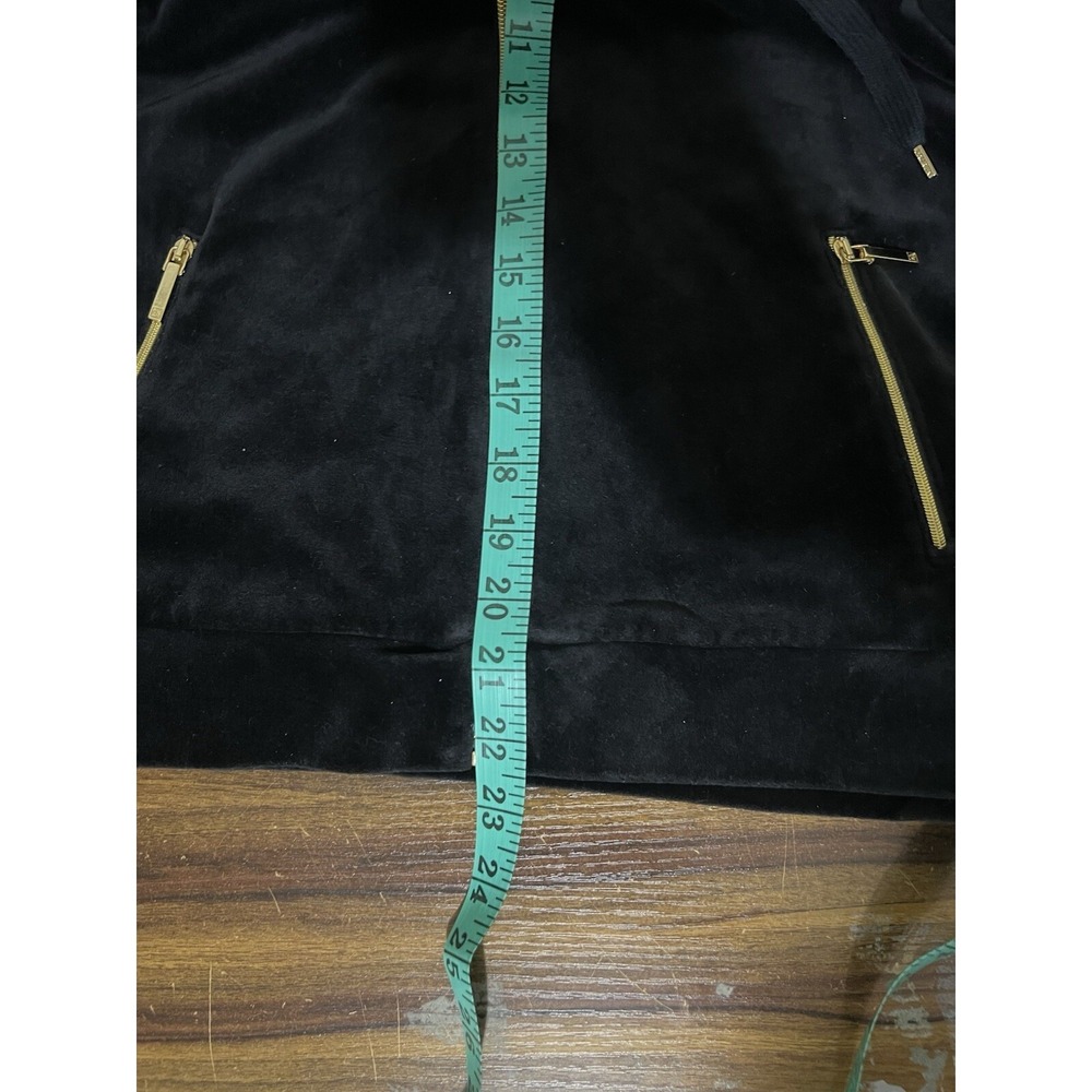 Vintage Lauren Ralph Lauen Velvet Hoodie Crest Black Jacket P/M cottonblend - Picture 7 of 14